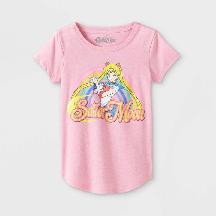 Girls' Sailor Moon Short Sleeve Graphic T-shirt - Pink