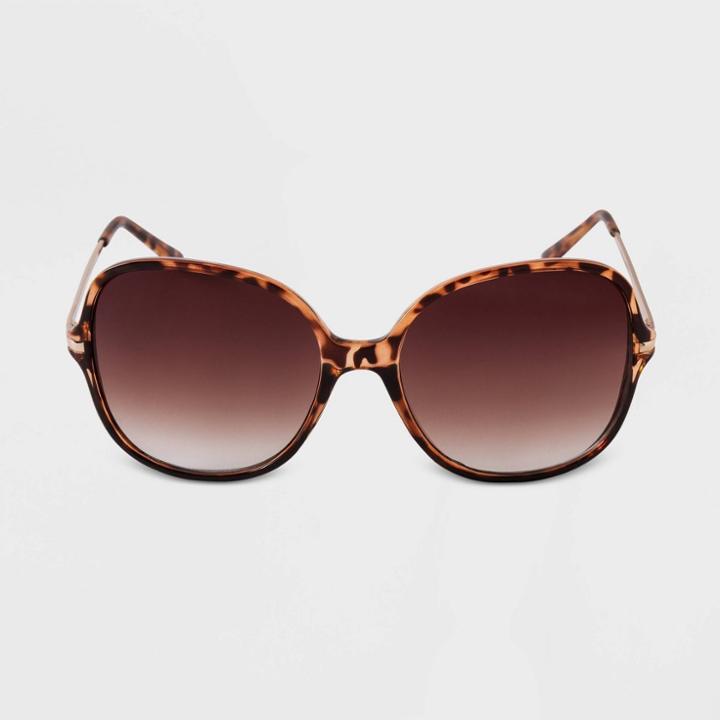 Women's Butterfly Oversized Metal Sunglasses - A New Day Brown, Women's, Size: Small, Brown/grey