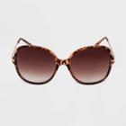 Women's Butterfly Oversized Metal Sunglasses - A New Day Brown, Women's, Size: Small, Brown/grey