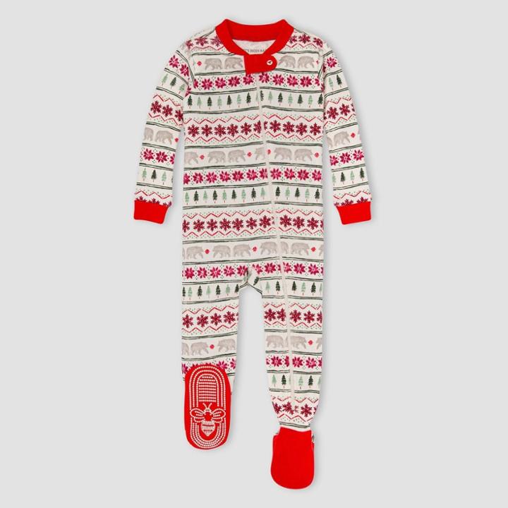 Burt's Bees Baby Baby Fair Isle Organic Cottontight Fit Footed Pajama - Red