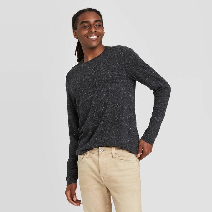 Men's Athletic Fit Long Sleeve Lyndale T-shirt - Goodfellow & Co Black