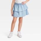 Girls' Pull-on Tiered Woven Skirt - Cat & Jack Blue