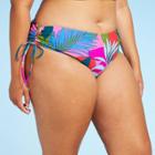 Juniors' Plus Size Side-tie Hipster Bikini Bottom - Xhilaration Multi Tropical Print X, Blue/tan