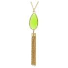Distributed By Target Gold Plated Tassle Necklace - Gold/green
