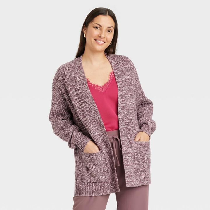 Women's Open Cardigan - A New Day Burgundy