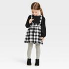 Toddler Girls' Buffalo Long Sleeve Top & Check Skirtall Set - Cat & Jack Black