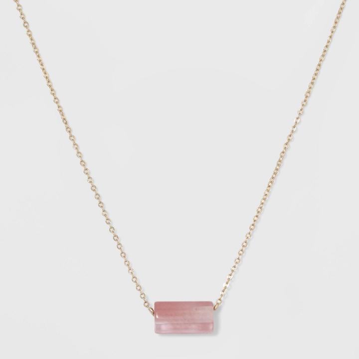 Silver Plated Cherry Quartz Barrel Necklace - A New Day Gold, Girl's