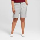 Women's Plus Size Striped Bermuda Shorts - Ava & Viv Black/white