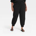 Women's Plus Size Regular Fit Ruffle Detail Jogger Sweatpants - Who What Wear Black