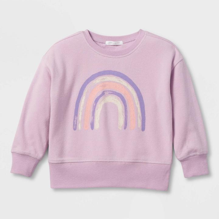 Grayson Mini Toddler Girls' Fleece Crewneck Pullover Sweatshirt - Purple
