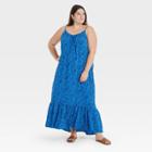 Women's Plus Size Sleeveless Dress - Universal Thread Dark Blue Floral Print