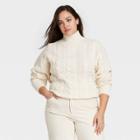 Women's Plus Size Mock Turtleneck Pullover Sweater - Ava & Viv White X