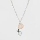 Glass Drops, Coin, And Filigree Long Necklace - A New Day Silver,