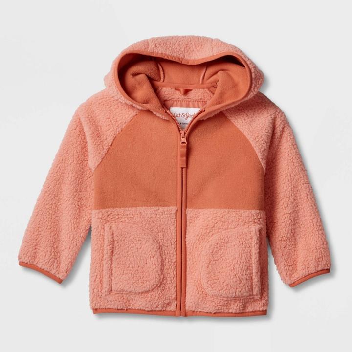 Toddler Long Sleeve Fleece Jacket - Cat & Jack Coral Pink