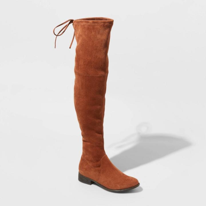Women's Sidney Microsuede Over The Knee Fashion Boots - A New Day Cognac