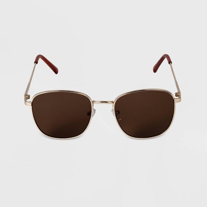 Men's Rectangle Square Metal Sunglasses - Goodfellow & Co Gold