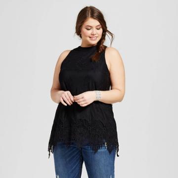 Women's Plus Size Lace Tank Top - 3hearts (juniors') Black