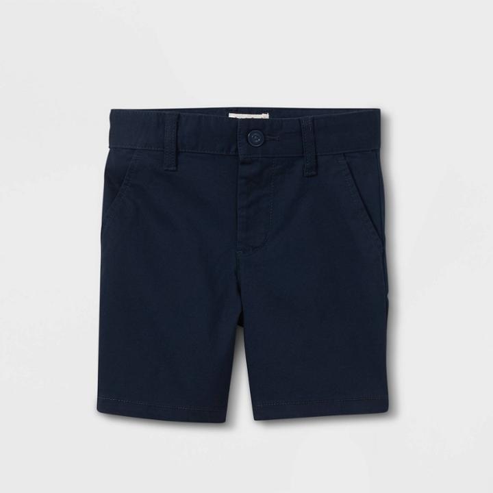 Toddler Boys' Stretch Flat Front Uniform Chino Shorts - Cat & Jack Navy