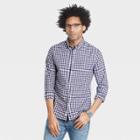 Men's Checked Slim Fit Stretch Poplin Long Sleeve Button-down Shirt - Goodfellow & Co