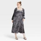 Women's Plus Size Velvet Long Sleeve Dress - Ava & Viv Charcoal X, Grey