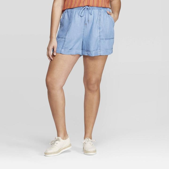 Women's Plus Size Mid-rise Utility Shorts - Universal Thread Indigo (blue) X