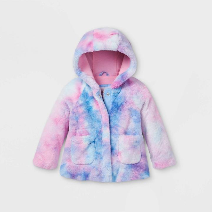 Toddler Girls' Rainbow Tie-dye Faux Fur Jacket - Cat & Jack