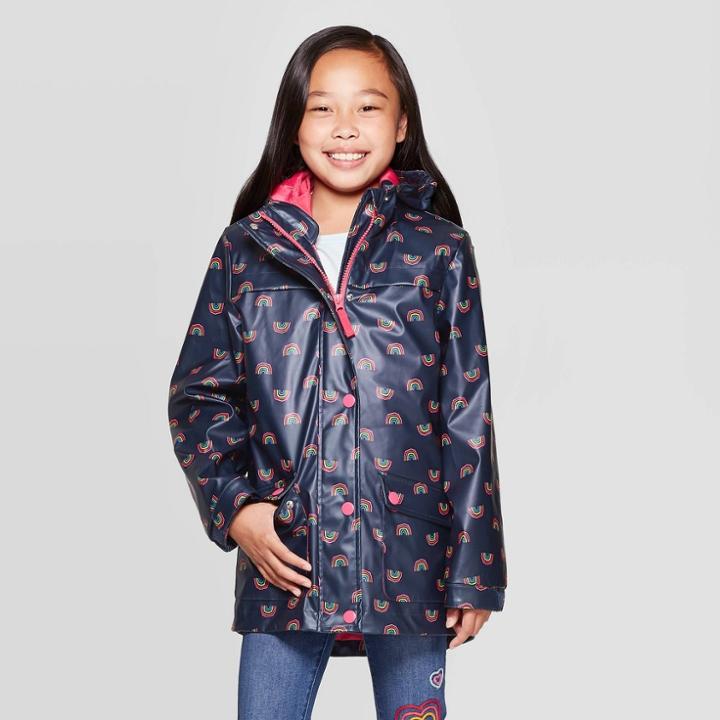 Girls' 3-in-1 Printed Rain Jacket - Cat & Jack Blue