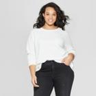 Women's Plus Size Long Sleeve Crew Neck Sweatshirt - Universal Thread White