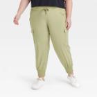Women's Stretch Woven Tapered Cargo Pants - All In Motion Olive Green