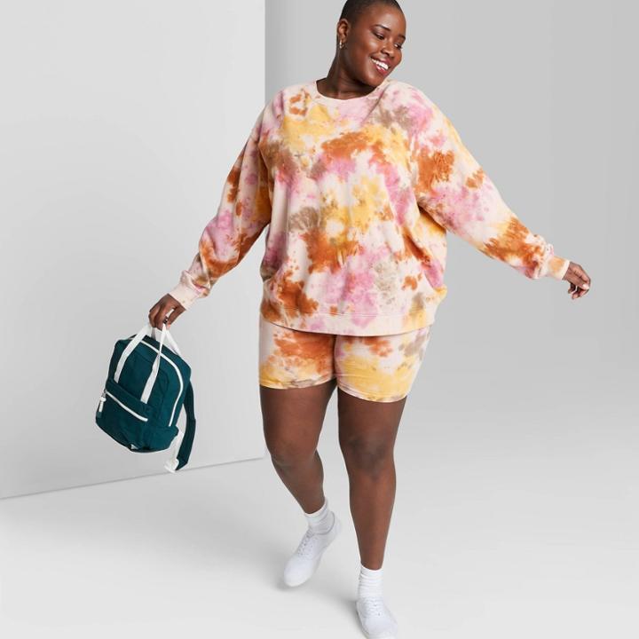 Women's Plus Size High-rise Bike Shorts - Wild Fable Tie-dye