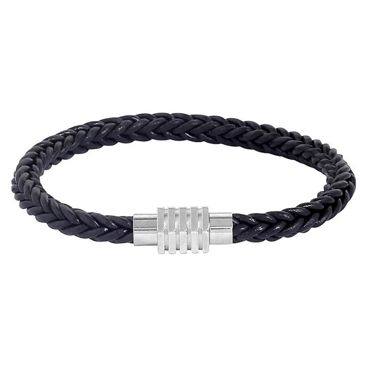 Men's West Coast Jewelry Stainless Steel Fish Braid Rubber Bracelet, Black/silver