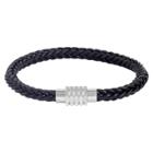 Men's West Coast Jewelry Stainless Steel Fish Braid Rubber Bracelet, Black/silver