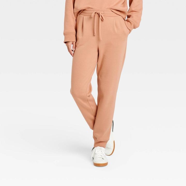 Women's High-rise Knit Pull-on Ankle Jogger Pants - A New Day Blush Peach