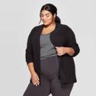 Women's Plus Size Long Sleeve Collared Open Layering Cardigan - Ava & Viv Black X