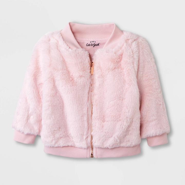 Baby Girls' Fur Bomber Jacket - Cat & Jack Pink