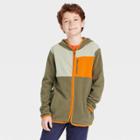 Boys' Microfleece Full Zip Hooded Sweatshirt - All In Motion Olive Green