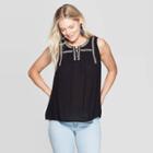 Women's Sleeveless Scoop Neck Tank Top - Knox Rose Black