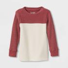 Toddler Boys' Waffle Knit Crew Neck Long Sleeve T-shirt - Cat & Jack Burgundy