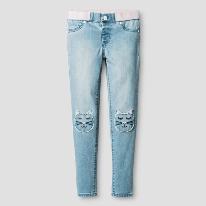 Girls' Jeans Jeggings Cat Patches - Cat & Jack Light Blue