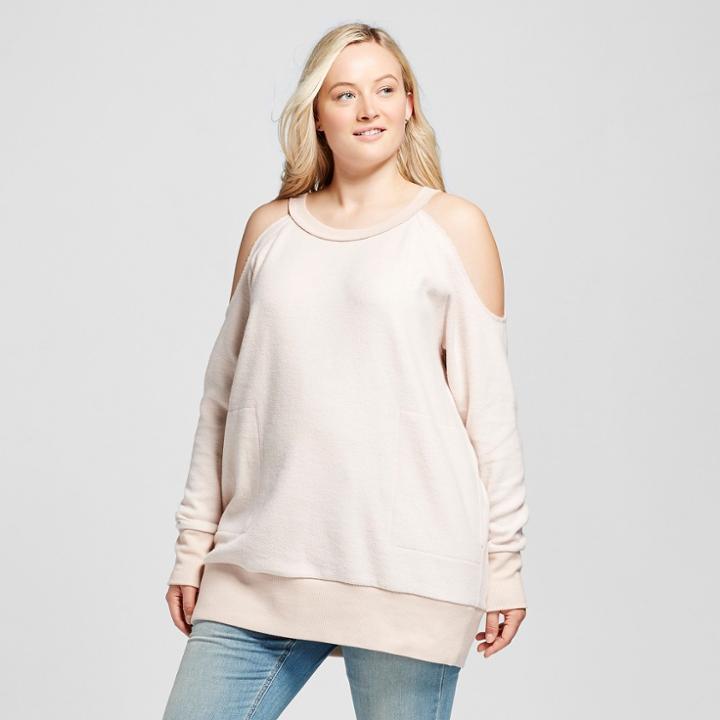 Women's Plus Size Cold Shoulder Tunic Peach X - Mossimo Supply Co., Pink