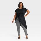 Women's Dolman Short Sleeve Twisted Hi-low Blouse - Ava & Viv Black