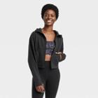 All In Motion Women's Ribbed Fleece Cropped Hooded Sweatshirt - All In