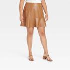 Women's Plus Size Faux Leather Mini Skirt - Ava & Viv Camel X