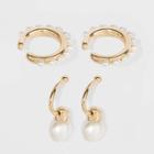Sugarfix By Baublebar Delicate Pearl Earring Set - White/gold, Women's, Beige