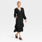 Women's Long Sleeve Wrap Dress - Knox Rose Black