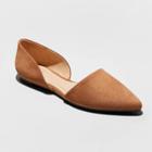 Women's Rebecca Wide Width Microsuede Pointed Two Piece Ballet Flats - A New Day Cognac 11w, Size: