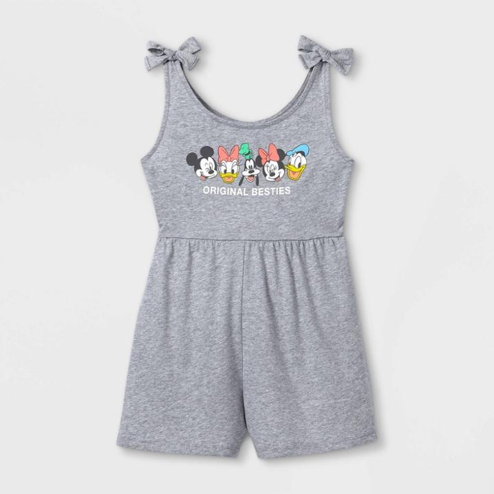 Girls' Disney Mickey & Friends Romper - Heather Gray