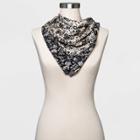 Women's Floral Print Washable Silk Scarf - Universal Thread Black