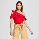Women's Short Sleeve Off The Shoulder T-shirt - Who What Wear Red