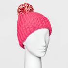 Women's Solid Beanie With Pom - Wild Fable Pink